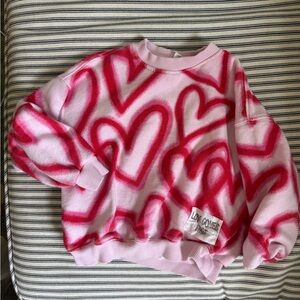 Zara Pink and Red Tie-Dye Sweatshirt